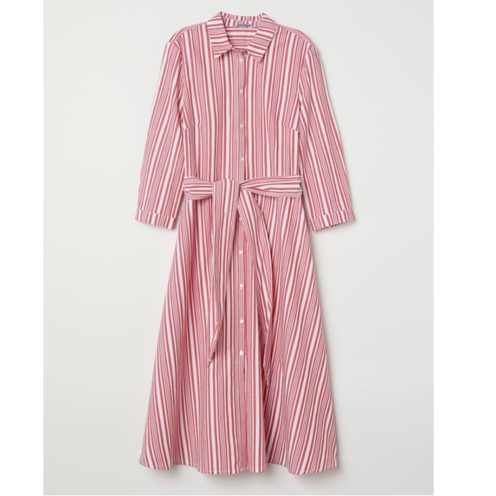 H&M Red Striped Casual Dress